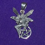 Small Fairy With Pentacle Silver Pendant